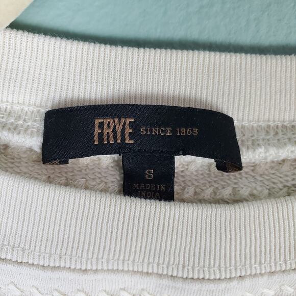 Frye Women's Cream Crew Neck Embroidered Balloon Sleeve Sweatshirt Size Small - Picture 3 of 8